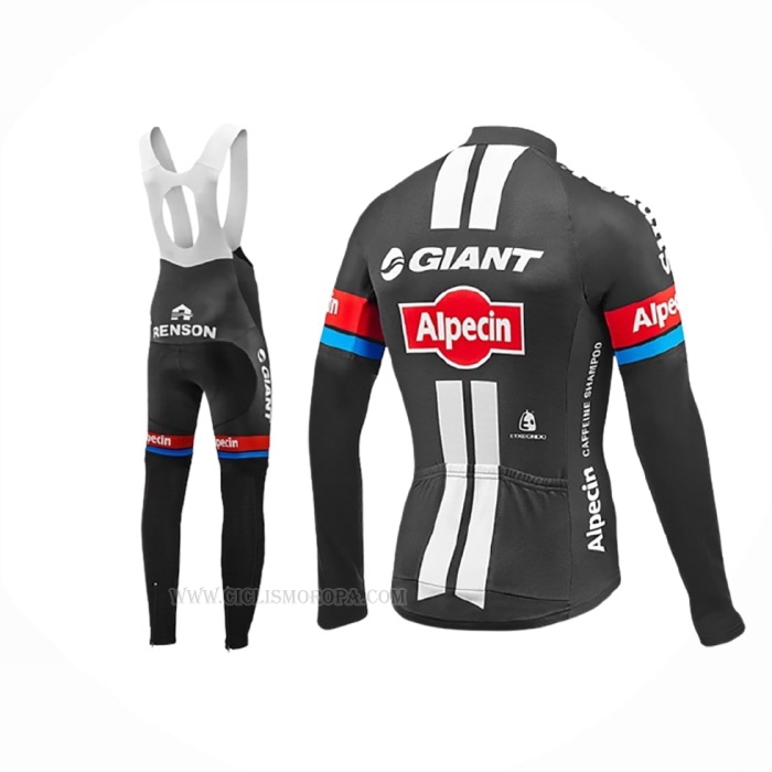 2016 Ropa Ciclismo Giant Alpecin Negro Rojo Mangas Largas y Culotte Lunga